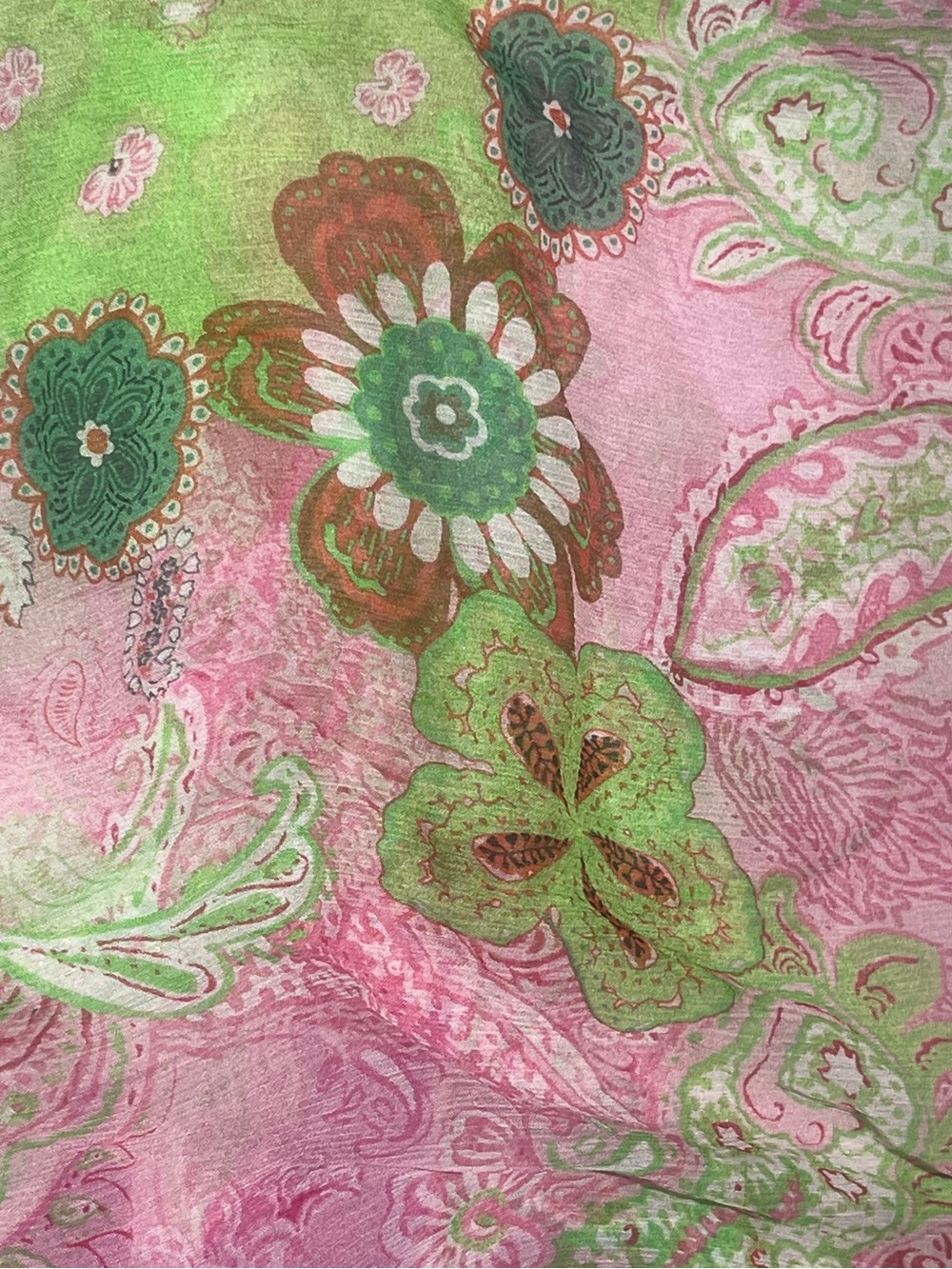 Ralph Lauren Pink and Green Paisley Sheer Blouse, 100% silk , Size, 16 - Picture 4 of 7